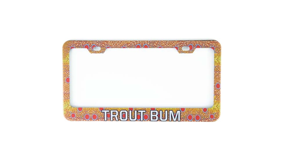 Wingo Outdoors License Plate Frame, Brown Trout, Trout Bum, 12 x 7 inches, W-LIC-104-TB