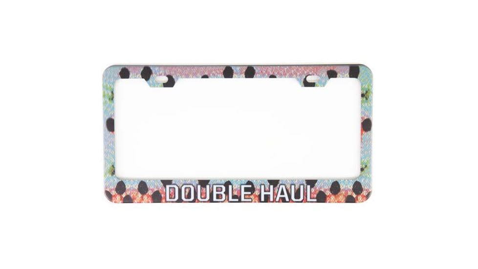 Wingo Outdoors License Plate Frame, Rainbow Trout, Double Haul, 12 x 7 inches, W-LIC-112-DH