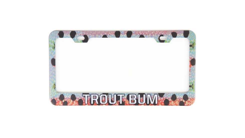 Wingo Outdoors License Plate Frame, Rainbow Trout, Trout Bum, 12 x 7 inches, W-LIC-112-TB