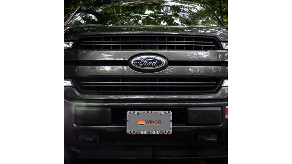 Wingo Outdoors License Plate Frame, Rainbow Trout, Trout Bum, 12 x 7 inches, W-LIC-112-TB