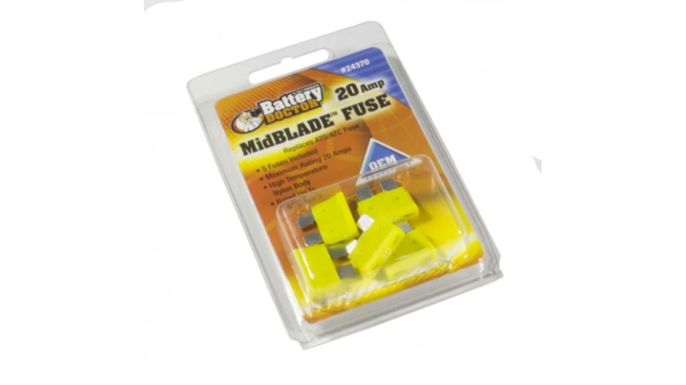 WirthCo Midblade Fuse 20 Amp, Yellow, Pack of 5, 24370