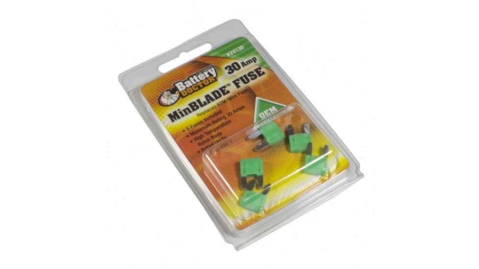 WirthCo Minblade Fuse - - 30 Amp, Green, Pack of 5, 24130