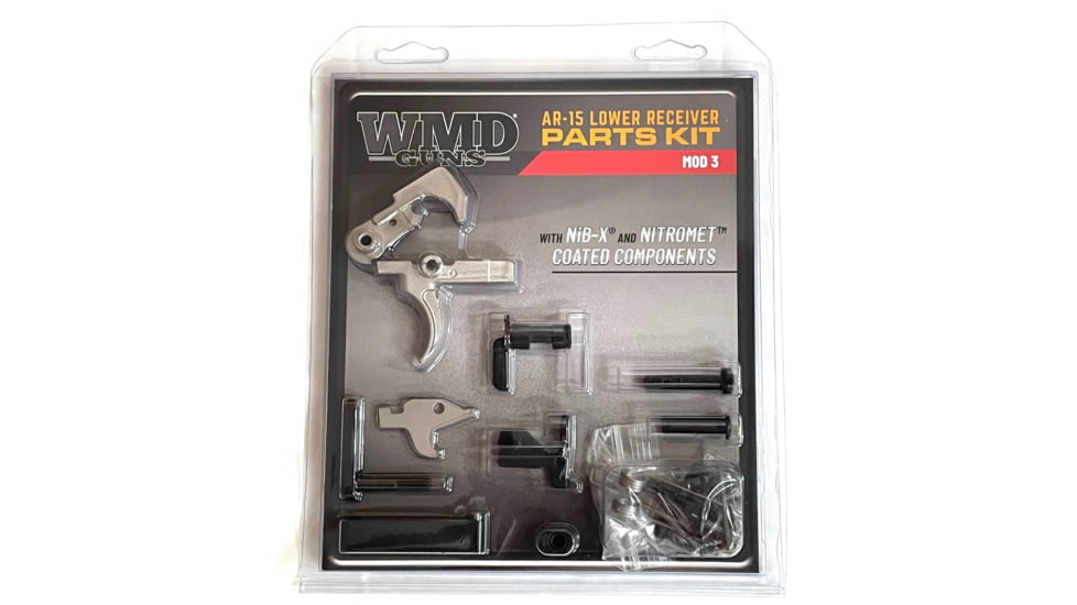 WMD Guns Lower Parts Kit AR-15 Mod 3, Nitromet, NiB-X FCG, Nickel/Black, 1-NIBXLPKM3