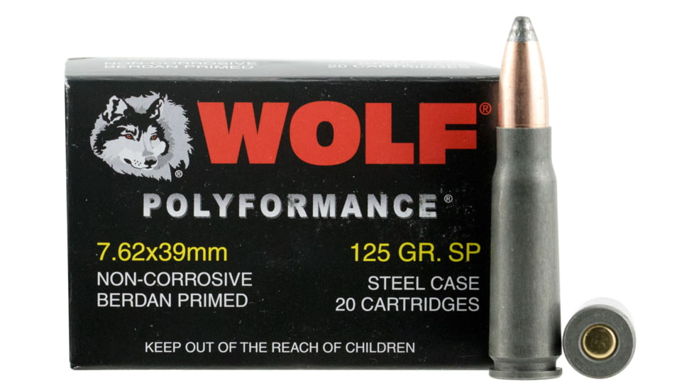 Wolf 762BSP PolyFormance 7.62x39mm 125 Gr Soft Point SP 20 Bx/ 50 Cs