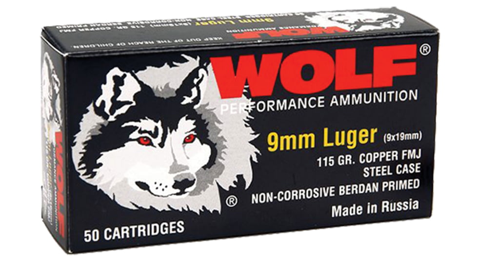 Wolf 919FMJ PolyFormance 9mm Luger 115 Gr Full Metal Jacket FMJ 50 Bx/ 10 Cs