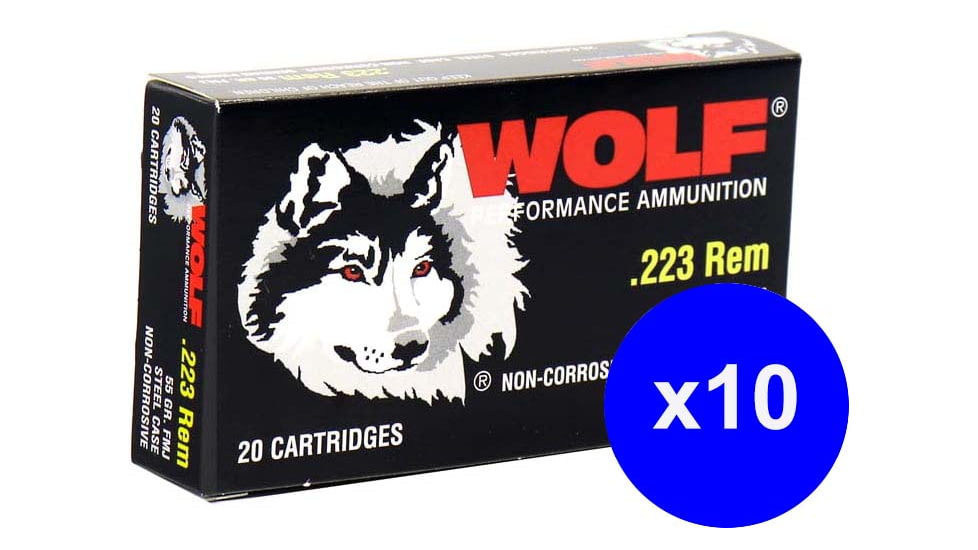 Wolf Ammo, .223 Remington, 55 grain, Full Metal Jacket, Bimetal, Centerfire Rifle Ammo, 20, 22355WFMJ
