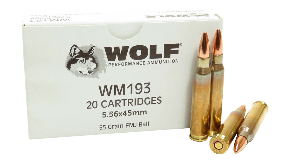 Wolf Ammo 5.56x45mm 55 grain Full Metal Jacket Rifle Ammo,20 Rounds, GWM193