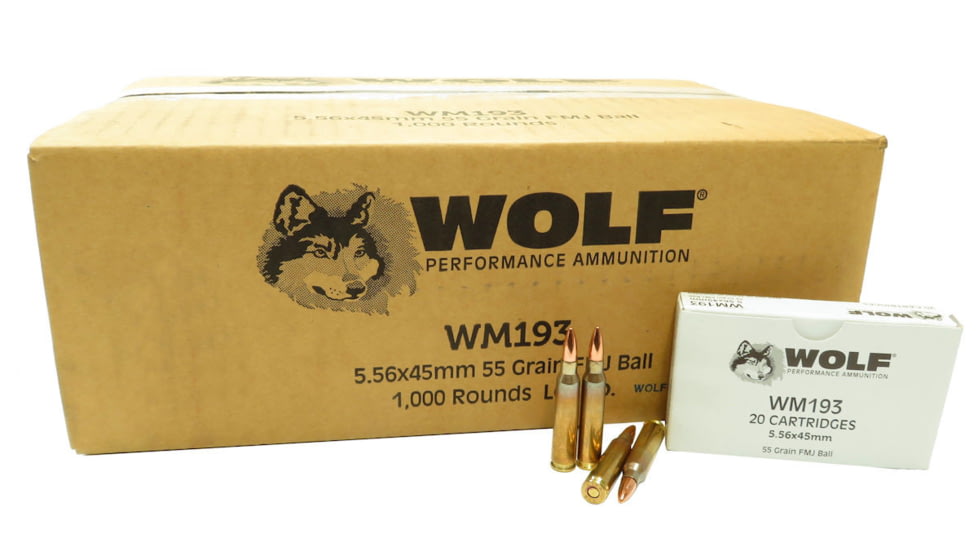 Wolf Ammo 5.56x45mm 55 grain Full Metal Jacket Rifle Ammo,20 Rounds, GWM193