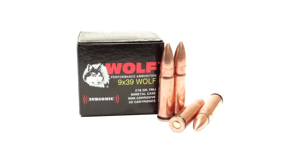 Wolf Ammo 9x39 254 Grain Full Metal Jacket Steel Rifle Ammo , 20 Rounds, 9x39WFMJ2