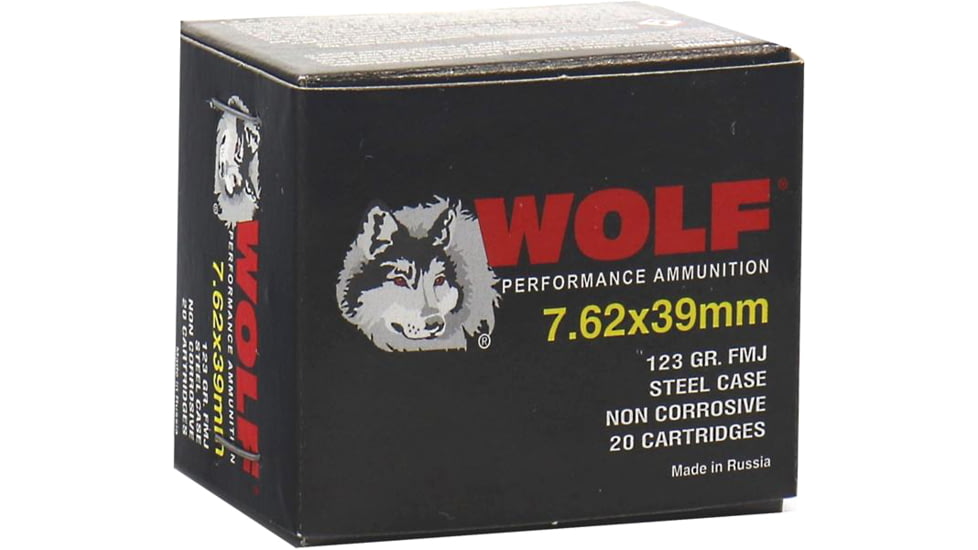 Wolf Ammo WPA Polyformance Rifle Ammo 7.62x39mm 123 gr FMJ 2936 fps 1000/ct, 762BFMJ CASE
