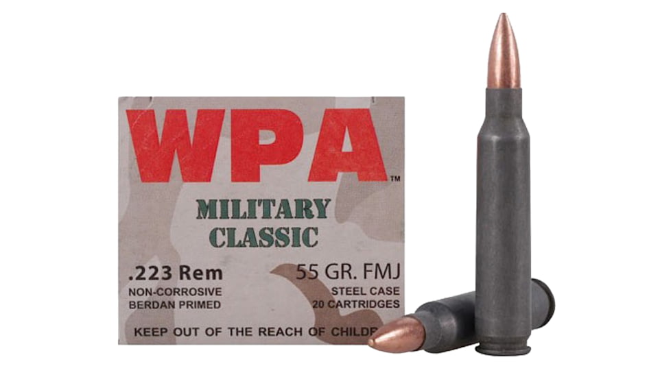 Wolf MC22355FMJ Military Classic 223 Rem 55 Gr Full Metal Jacket FMJ 20 Bx/ 2