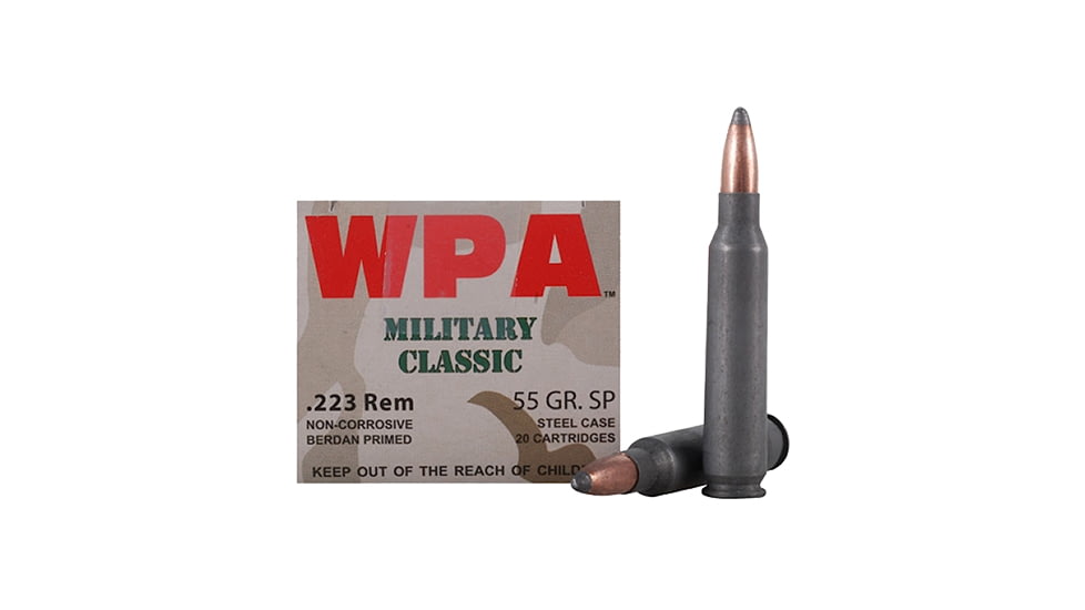 Wolf Ammo Military Classic .223 Remington 55 Grain Soft Point Steel Cased Centerfire Rifle Ammo, 500 Rounds, MC22355SP
