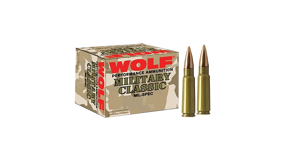 Wolf Ammo Military Classic .308 Winchester 168 Grain Soft Point Steel Cased Centerfire Rifle Ammo, 1000 Rounds, MC308SP168