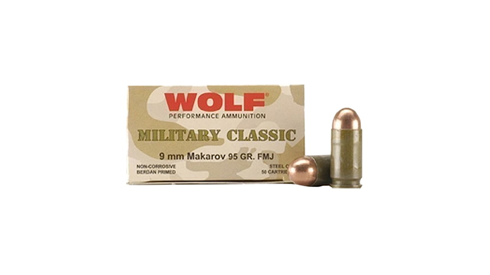 Wolf MC918FMJ Military Classic 9x18 Makarov 94 Gr Full Metal Jacket FMJ 50 Bx