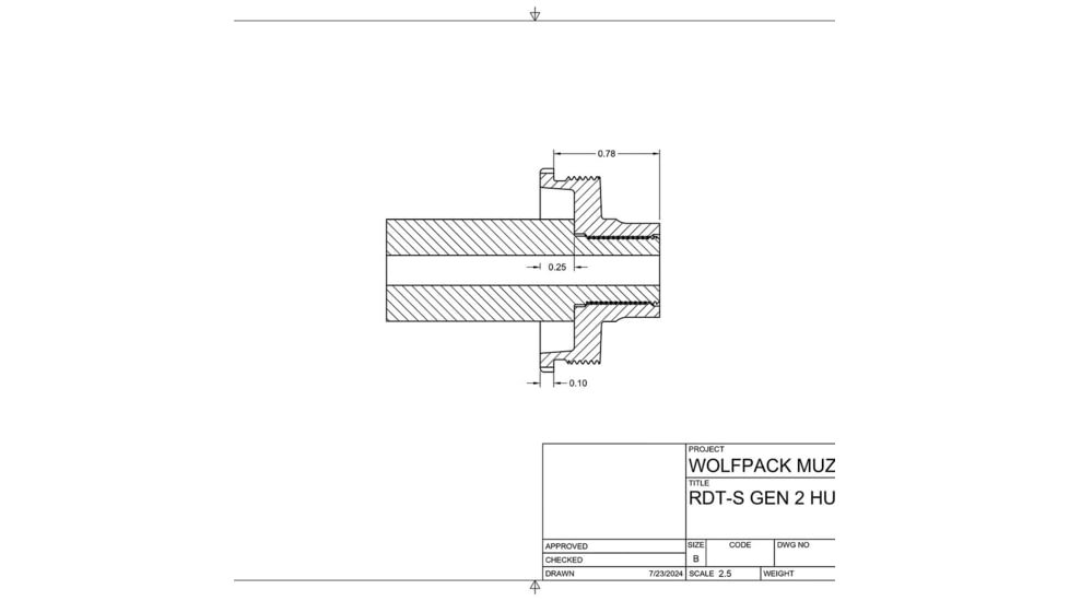 Wolfpack Armory Recessed Direct Thread HUB Adapter, 5/8x24, Black Nitride, RDT5824BN