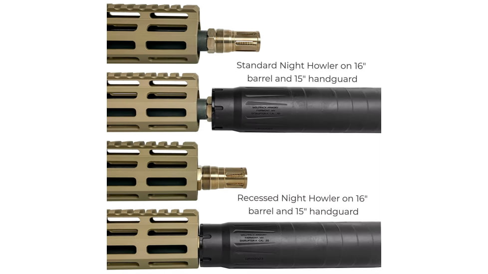 Wolfpack Armory Night Howler Recessed Flash Hider, 1/2x28, Nitride, Black, RNHFH1228BNV3