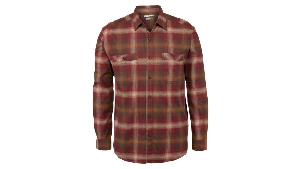 Wolverine Grayson Stretch Long Sleeve Flannel Shirt - Men's, Dark Brick Plaid, Medium W1206400-624-M
