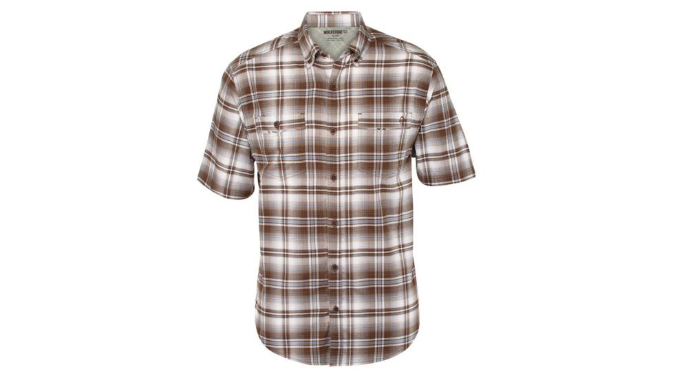 Wolverine Springport Short Sleeve Shirt - Men's, Brown Plaid, Medium W1204520-200-M