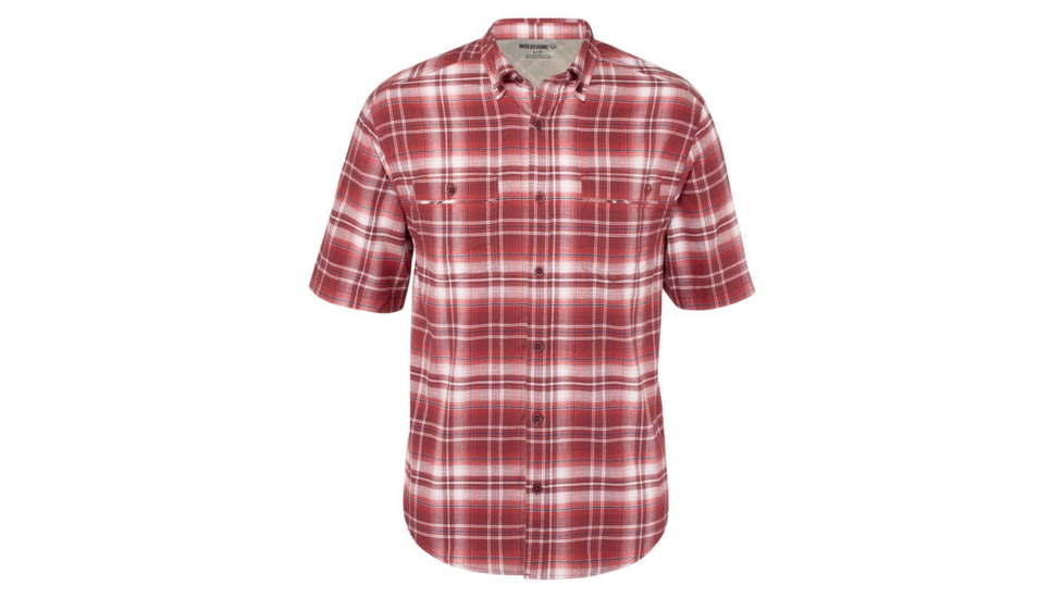 Wolverine Springport Short Sleeve Shirt - Men's, Dark Red Plaid, Medium W1204520-617-M