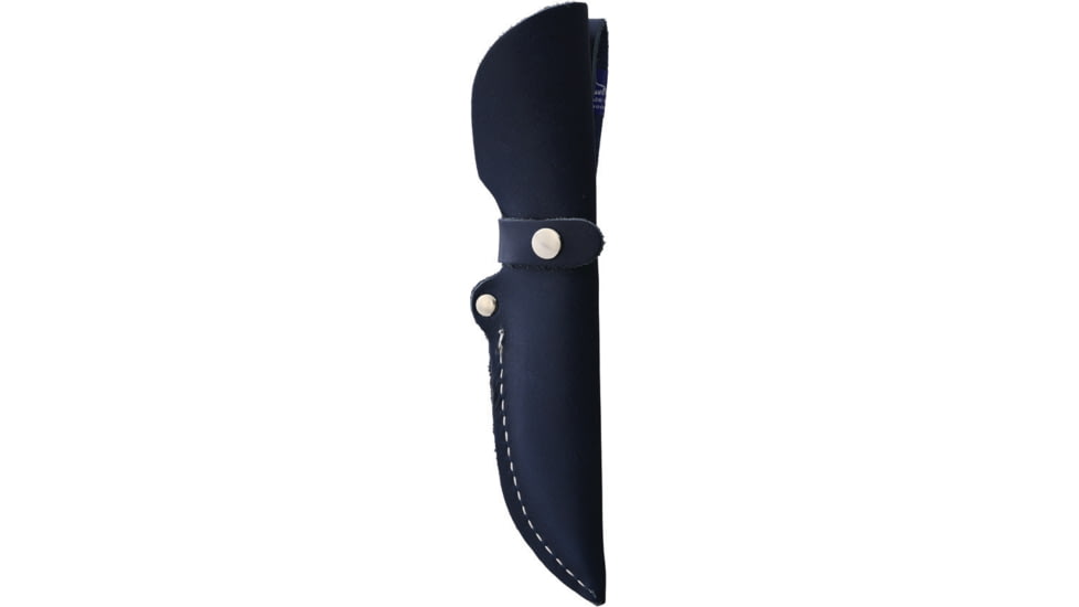 Wood Jewel Child's First Knife, 7.25in Overall, 3in Carbon Steel Blunt Tip Blade, Blue Plywood Handle, Leather Sheath, 23PP_ENSI BLUE