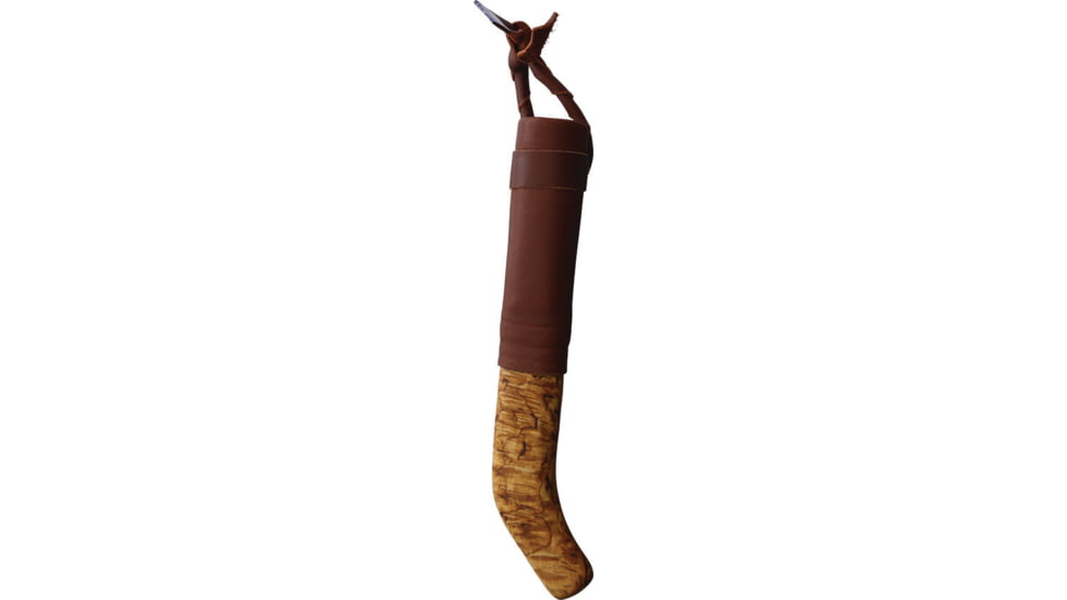 Wood Jewel 7.75in Curly Birch Fixed Knife, 7.75in Overall, 3in Carbon Steel Blade, Curly Birch Handle, Leather Sheath, 23VV
