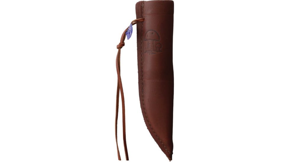 Wood Jewel Mushroom Zebra Knife, 7.75in Overall, 2.25in mirror Finish Stainless Blade, Zebra Wood Handle, Leather Sheath, 92Z
