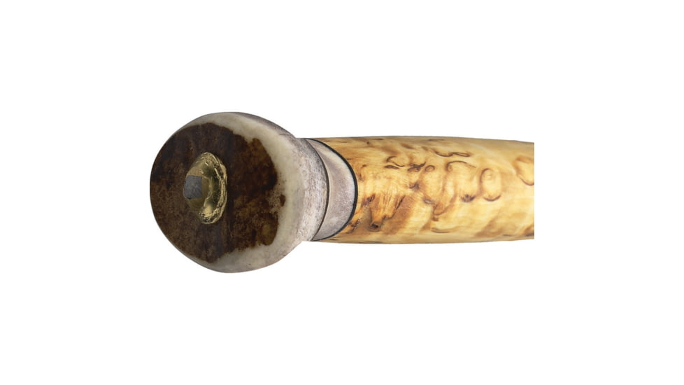 Wood Jewel 7.5in Vuolu Curly Birch Knife, 7.5in Overall, 3.25in Carbon Steel Blade, Curly Birch Handle, Leather Sheath, 23VP8