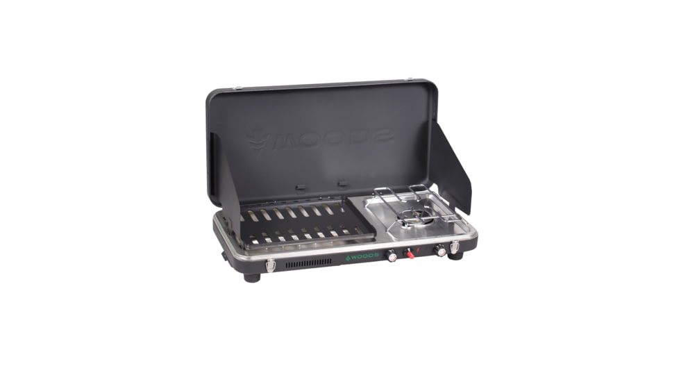 Woods 2-in-1 Grill &amp; Burner Propane Camping Stove, Black, CTI0765983