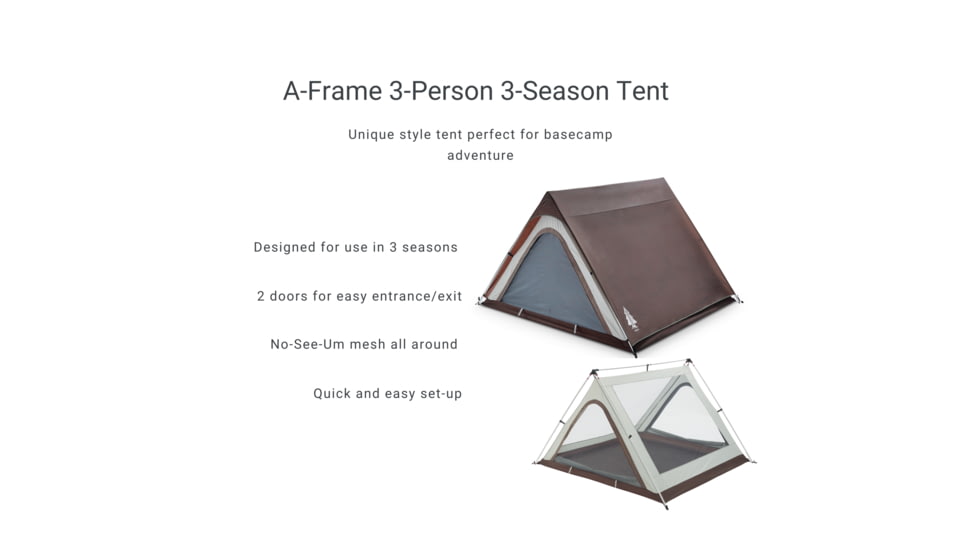 Woods A-Frame 3-Person 3-Season Tent, Brown, CTI0763235