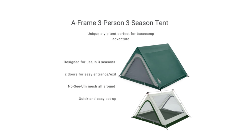 Woods A-Frame 3-Person 3-Season Tent, Green, CTI0763235G