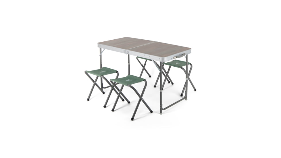 Woods Folding Portable Camping Table Set w/ 4 Camping Chairs, CTI0765544