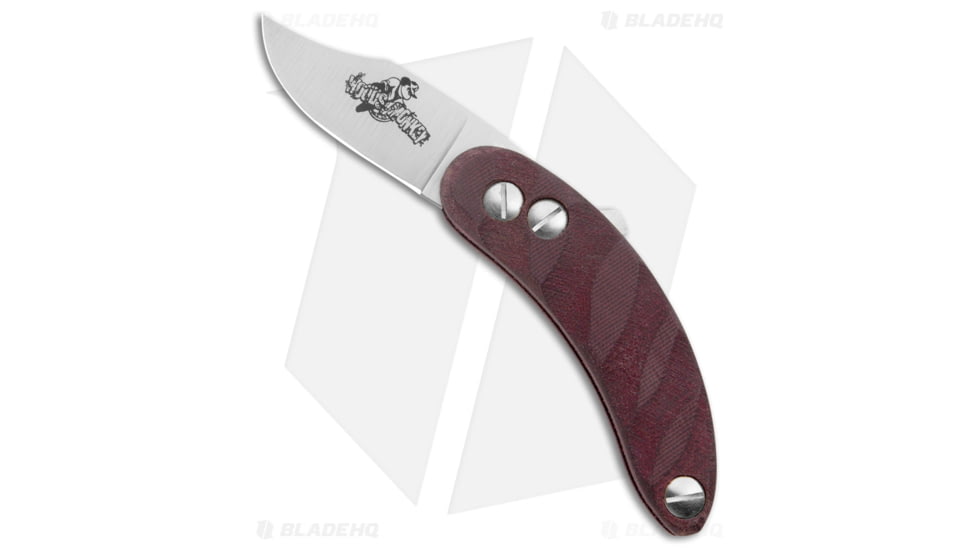 Woods Monkey By LT. Wright Banana Peel Folding Knife, 2.50in, CPM S35VN, Clip Point Blade, Micarta, Red Handle, Red/Silver, 7.06 inch, BHQ-174147