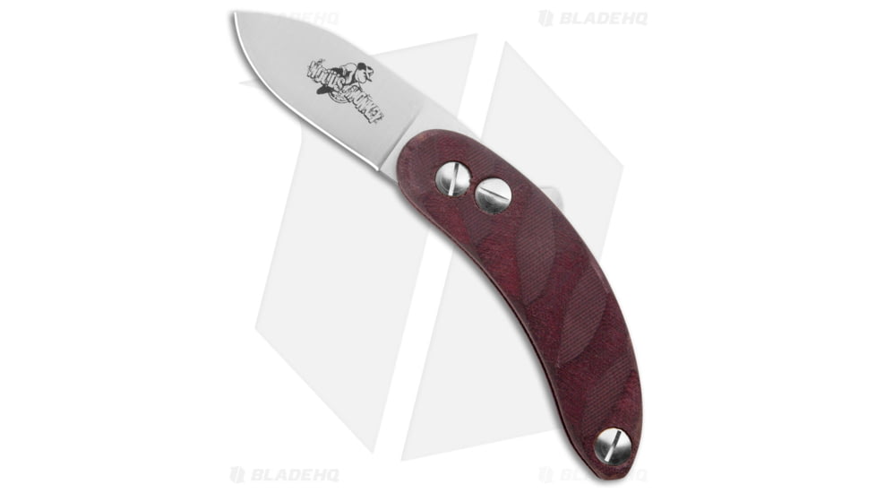 Woods Monkey By LT. Wright Banana Peel Folding Knife, 2.50in, CPM S35VN, Drop Point Blade, Micarta, Purple Handle, Purple/Silver, 7.06 inch, BHQ-174150