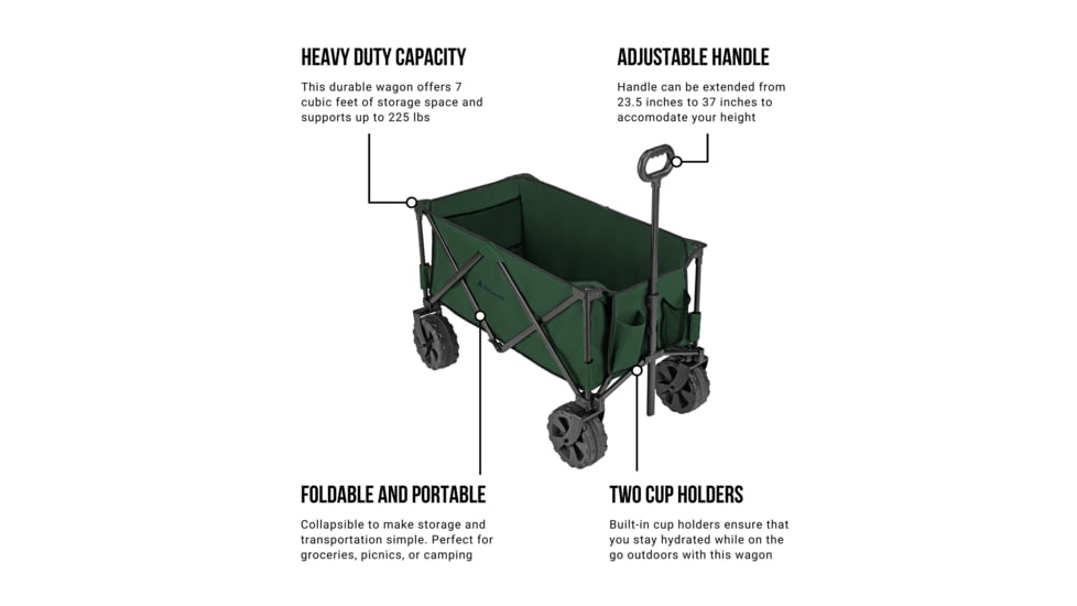 Woods Outdoor Collapsible Utility King Wagon, 225 lb Capacity, Green, CTI0762933G