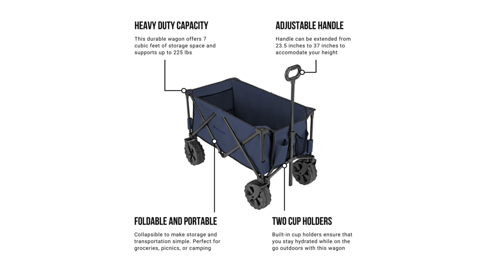 Woods Outdoor Collapsible Utility King Wagon, 225 lb Capacity, Navy, CTI0762933N