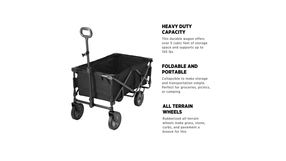 Woods Outdoor Collapsible Utility Standard Wagon, 150 lb Capacity, Black, CTI0765541