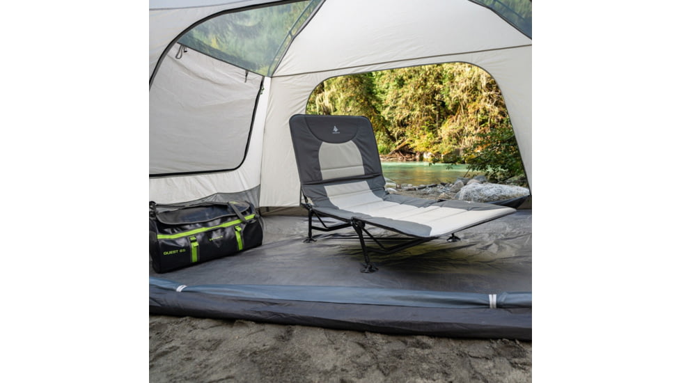 Woods Portable Quick Set-up Folding Adjustable 2-in-1 Camping Lounger/Cot, Gray, CTI0765535
