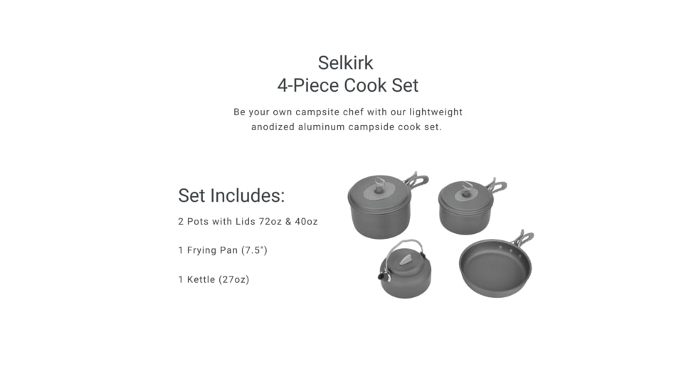 Woods Selkirk Anodized 4-pc Camping Cook Set, CTI0766080