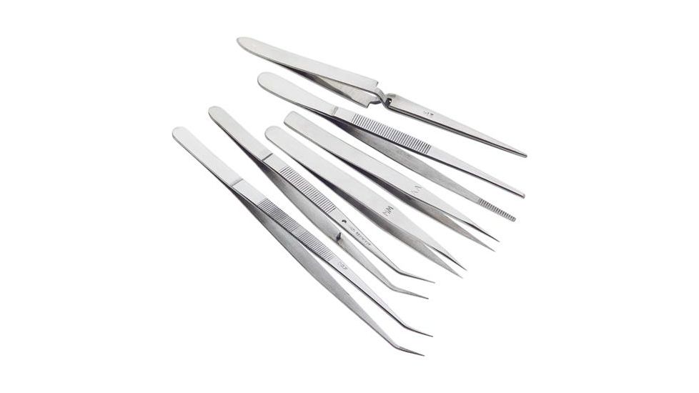 Steelex 6 Pc. Stainless Steel Tweezers Set, 5in. to 6.75in. Long D3288