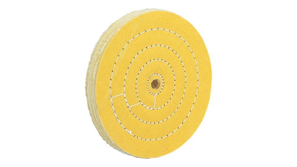 Woodstock Hard Spiral Sewn Buffing Wheel, 6in. Diameter x 1/2in. Ply x 3/4in. Hole D3093