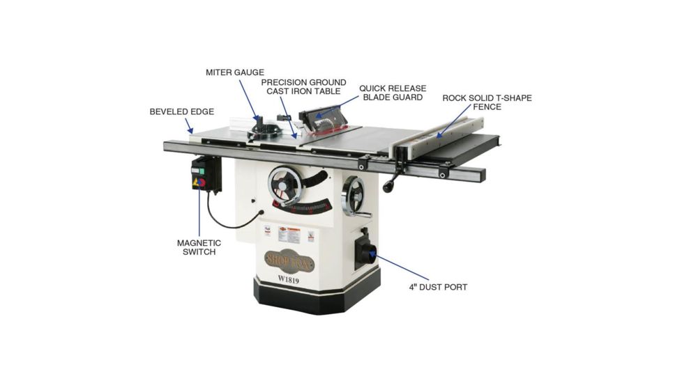 Shop Fox 10in 3 HP Cabinet Table Saw with Riving knife, W1819