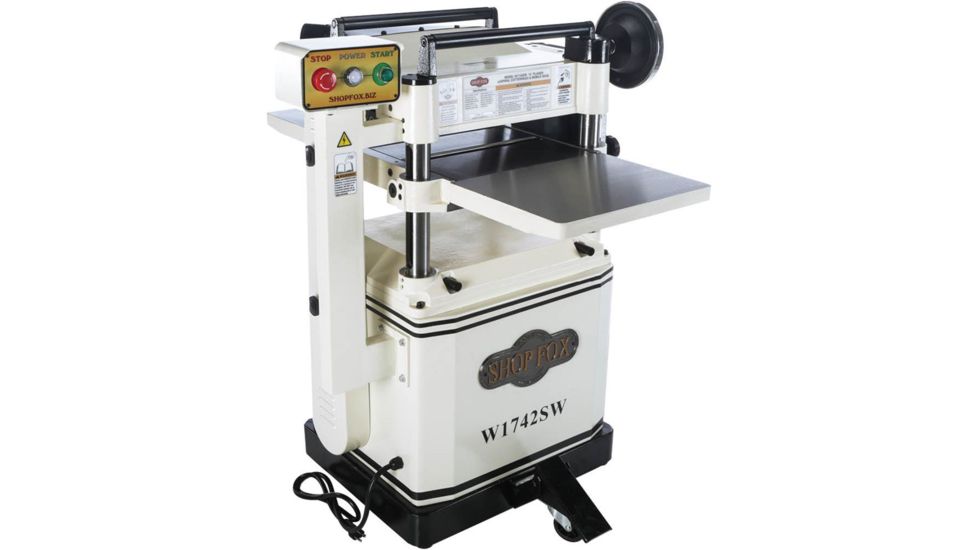 Woodstock SHOP FOX 15in Planer with Spiral Cutterhead &amp; Built-in Mobile Base, W1742SW