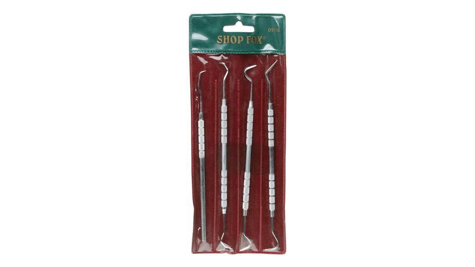 Steelex Stainless Steel Dental Pick Set, 8 Different Pick Styles, Knurled Handles, 4 pc., 6 in. Long D3228