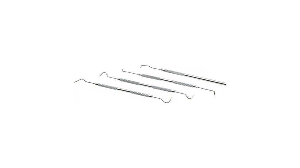 Steelex Stainless Steel Dental Pick Set, 8 Different Pick Styles, Knurled Handles, 4 pc., 6 in. Long D3228
