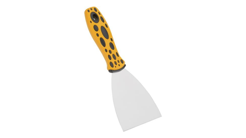 Steelex Stainless Steel Scraper w/ Ergonomic Handle, Yellow/Black, Textured Grips, 3 in. x 4 in. Blade D3712