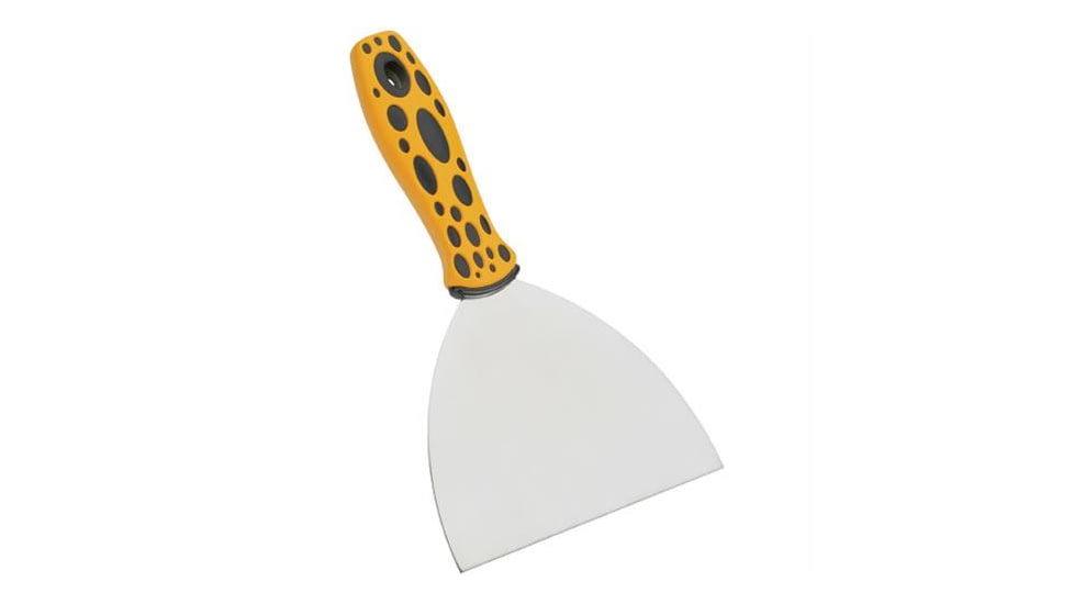 Steelex Stainless Steel Scraper w/ Ergonomic Handle, Yellow/Black, Textured Grips, 6 in. x 4.25 in. Blade D3715