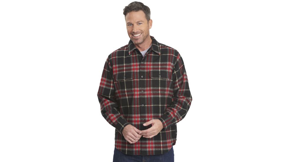 Woolrich Bering Wool Plaid Shirt - Mens-Black-Medium