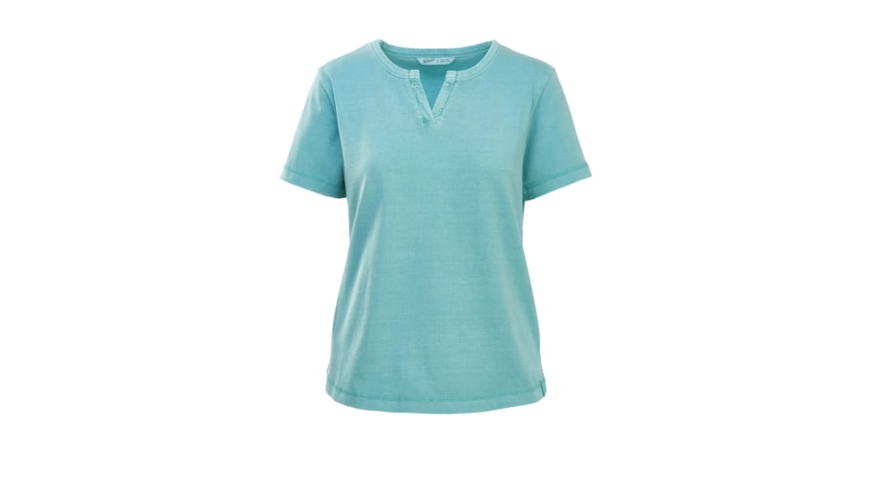 Woolrich First Forks Womens Split Neck Shirt, Aqua Sky, M, 7702-AQUASKY-M