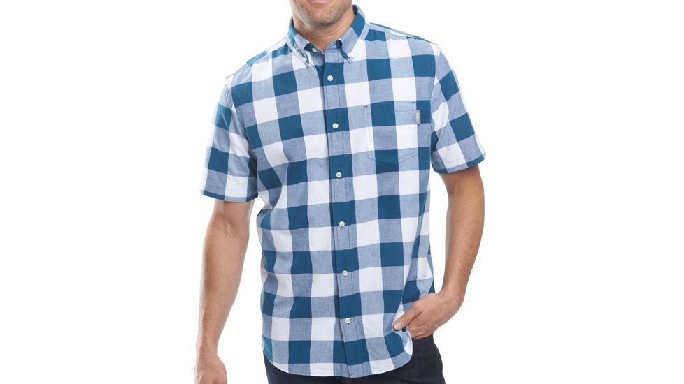 Woolrich Seaport Oxford Yarn-Dye Short Sleeve - Mens-Cadet Blue-Large