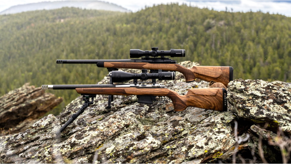 WOOX Elegante Sporter Precision Remington Model 700 Short Action Wood Rifle Stock w/Integrated Mini-Chassis, Right Hand, Short Action, Walnut/Brown, SH.GNS082.01